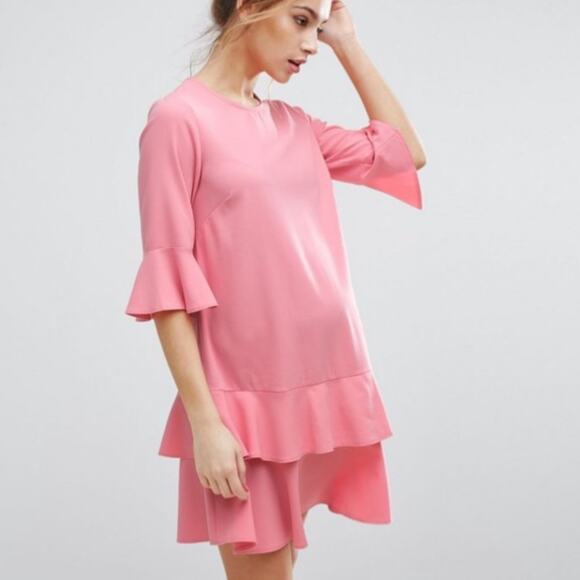 ASOS pink Ruffle mini Dress - Picture 2 of 10